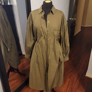 H&M Olive Green Long Length Shirt Dress